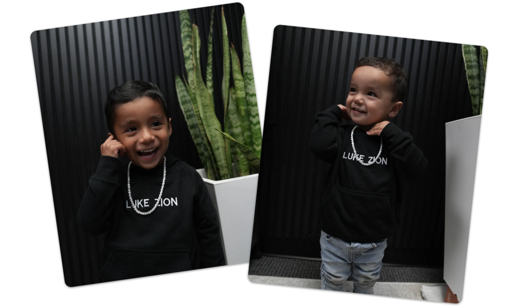 photo - two children wearing kids silver chains by luke zion jewelry